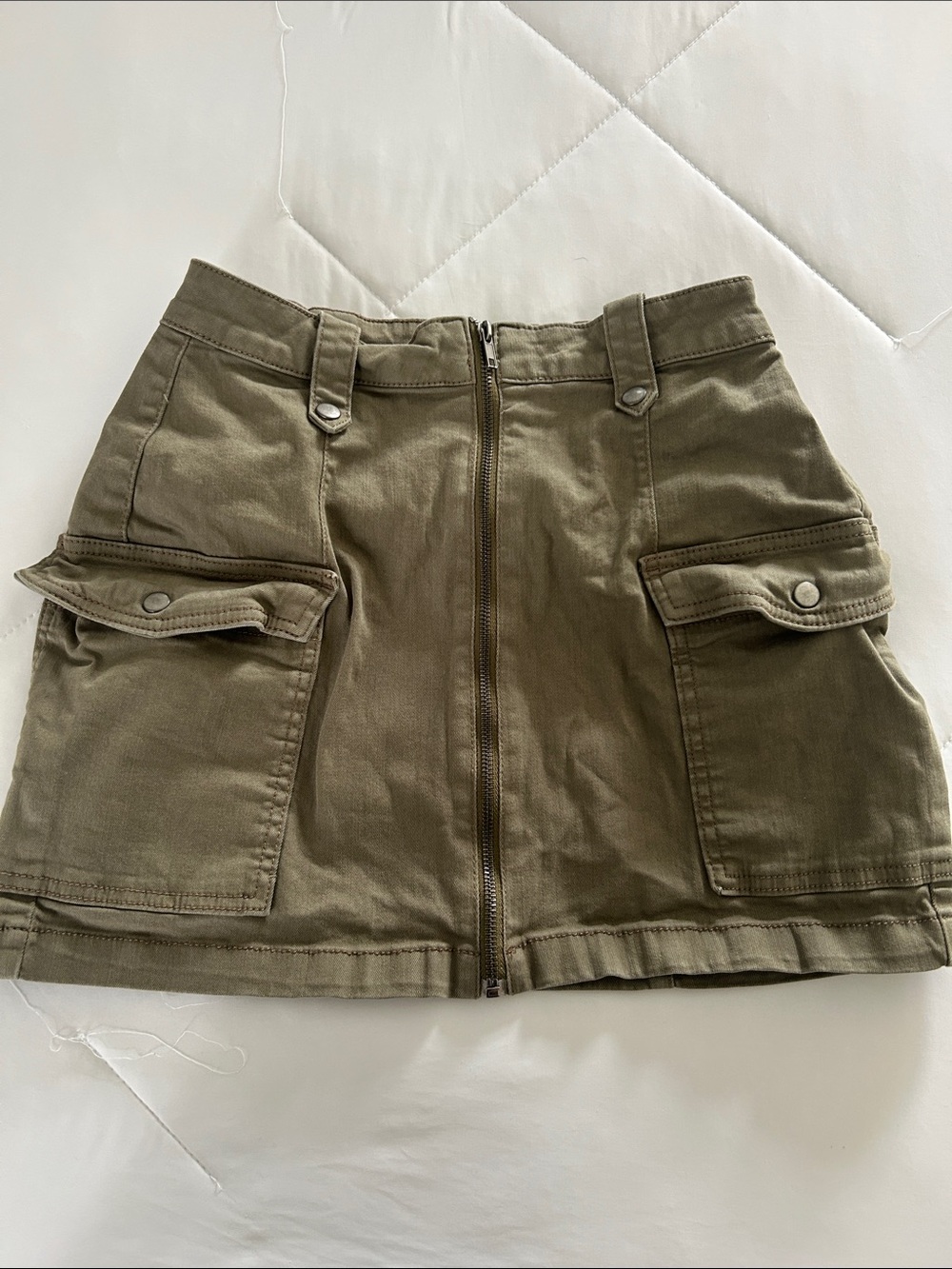 SO Olive Green Cargo Mini Skirt with Front Zip